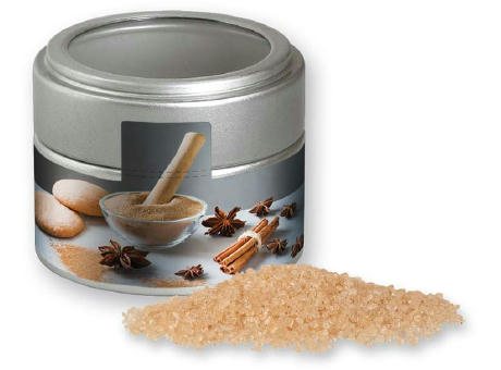 Product image Gewürzmischung Lebkuchen, ca. 70g, Metalldose Mini mit Sichtfenster silber bedrucken