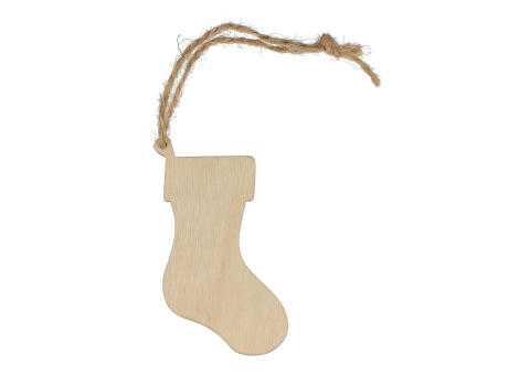 Product image Strumpfförmiges Weihnachtsornament aus Holz bedrucken